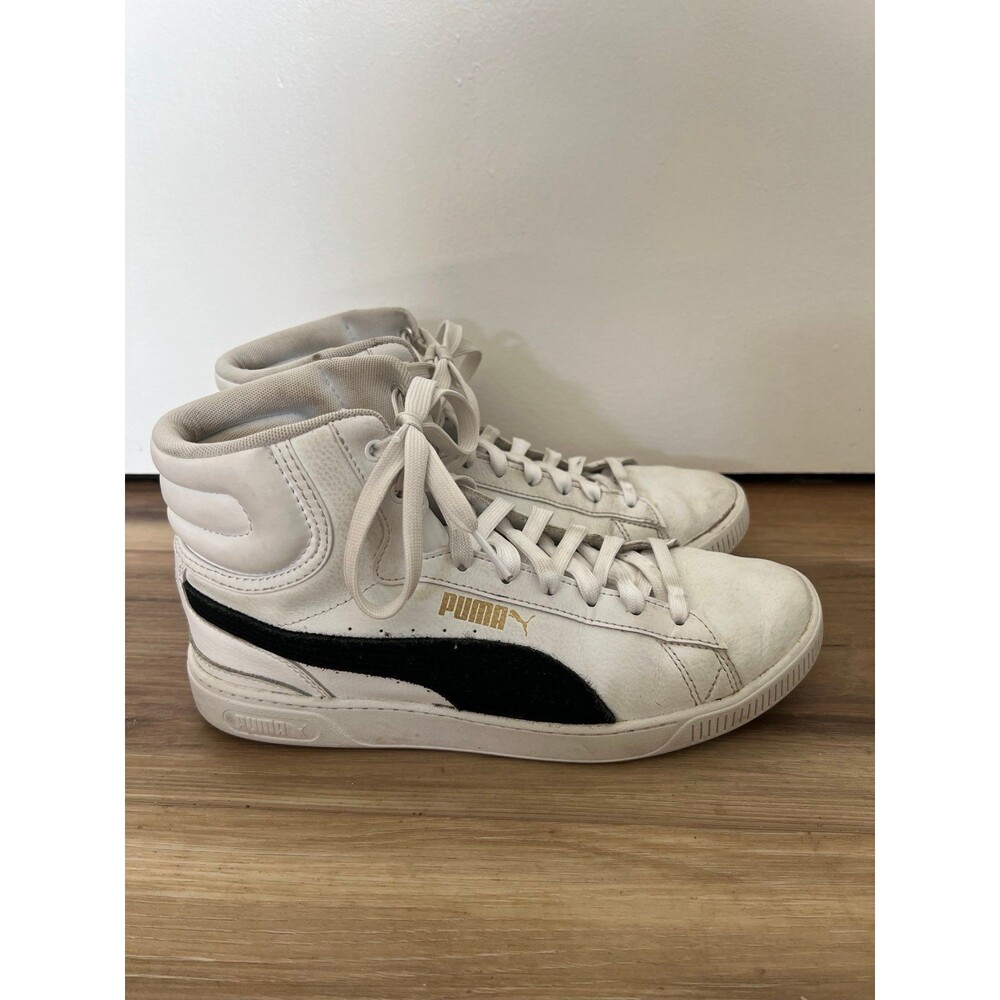 Puma Womans High Top Vikky V3 Mid L Fashion Sneakers sz 8.5 white/black